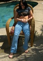 Hairy babe Sadie teases and gets naked by the pool, Sadie (sad012) ATK Archives: Sadie (Hairy babe Sadie teases and gets naked by the pool)